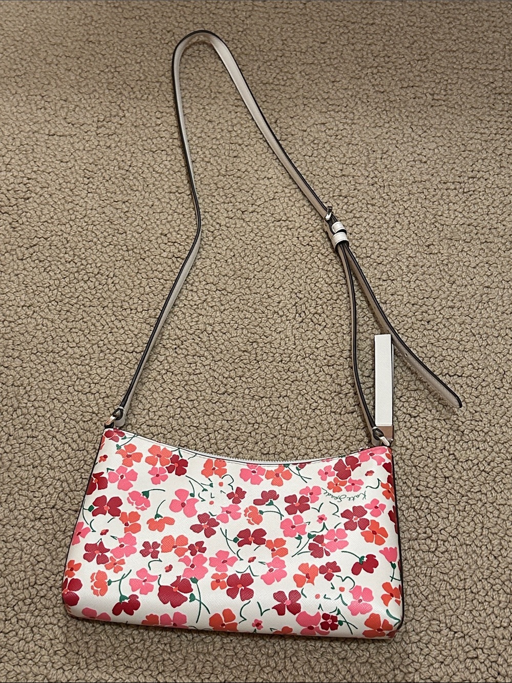 Kate Spade Floral Print Crossbody Bag in Cream, Pink & Red